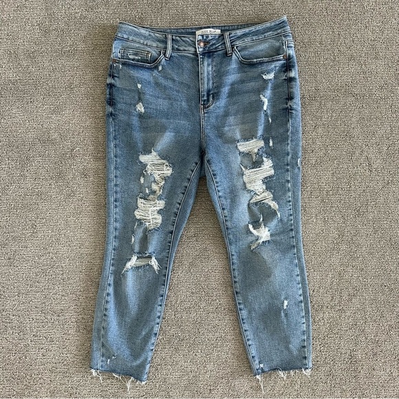 Judy Blue Denim - Judy Blue Rianna Hi-Rise Destroyed Shark Bite Skinny Jeans Size 16W